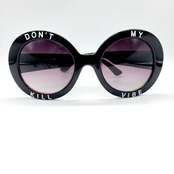 DON'T KILL MY VIBE Phrase Round Frame & Oversized Square Frame Sunglasses Bundle - Picture 3 of 10